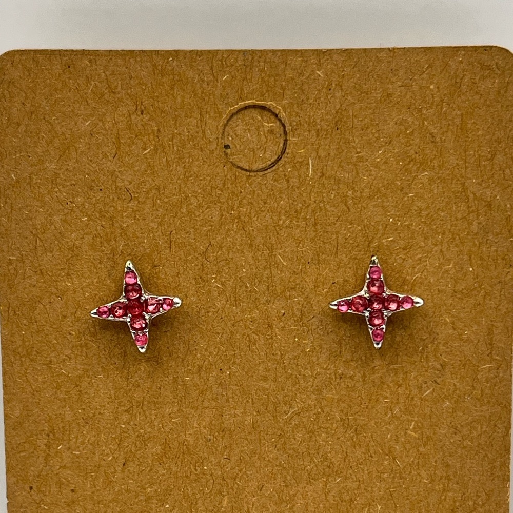 Pink star stud earrings